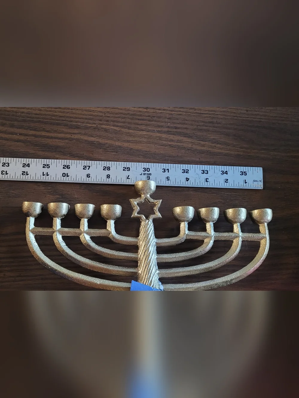 Ornate Gold Menorah Hanukkah Candle Holder - Decorative Home Accent